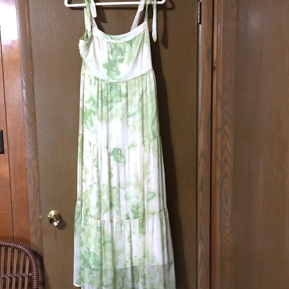 Line + Dot Green Palm Tie-Dye Maxi Dress Size Small - Picture 3 of 6